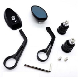 RP9980-1031 Universal CNC Bar End Mirror 7/8" Aluminum Oval Side View Black