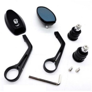 RP9980-1031 Universal CNC Bar End Mirror 7/8" Aluminum Oval Side View Black