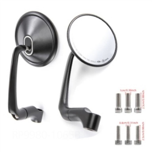 RP9980-1065 Universal Refit Rearview Mirror Cafe Racer Round Electroplate Apply For Super Soco Ts Tc