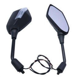 RP9980-1100B Universal Black Integrated Turn Signal Motorcycle Mirrors