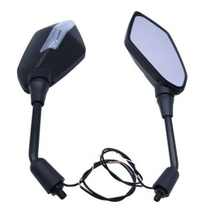 RP9980-1100B Universal Black Integrated Turn Signal Motorcycle Mirrors