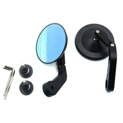 RP9980-1166B Universal CNC Motorcycle Rearview Mirror, Motorcycle Reflector Circular Blue Wave Black