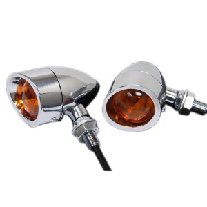 RP6640-2025 Universal Black LED Bullet Turn Signal Lights Red Lens