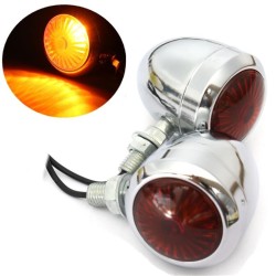 RP6640-2026C Universal Chrome LED Bullet Turn Signal Lights Amber Lens