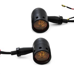 RP6640-2032 Universal Universal Retro Amber Bullet Blinker Motorcycle Turn Signal Light Black