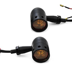 RP6640-2032 Universal Universal Retro Amber Bullet Blinker Motorcycle Turn Signal Light Black