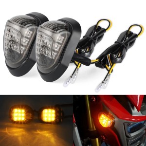 RP6640-2043B Universal 2x Set Motorcycle 12V Flush Mount 9 LED Turn Signal Blinker Light Lamp Amber